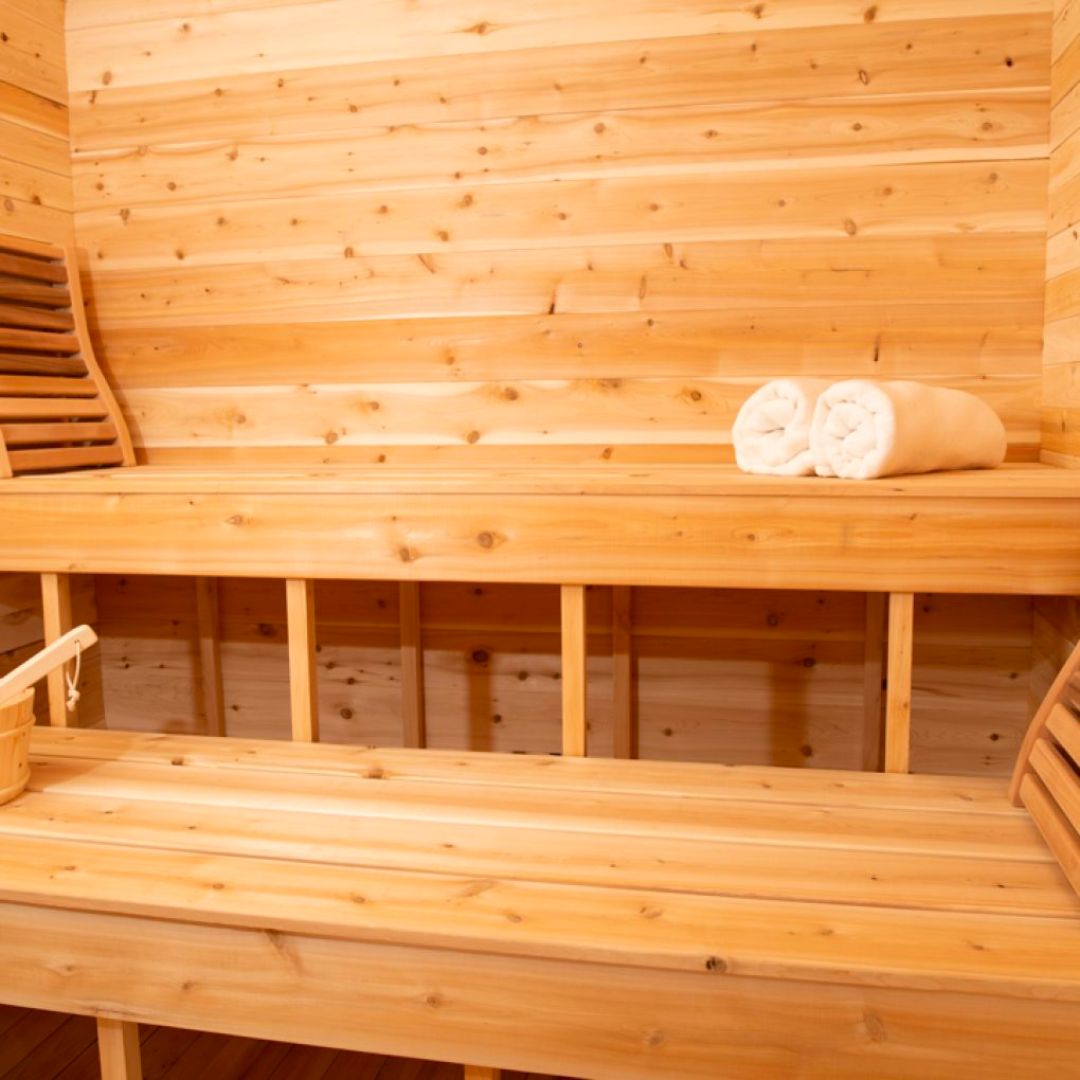 Dundalk LeisureCraft Luna 4-Person Barrel Sauna | Canadian Timber Collection (CTC22LU)