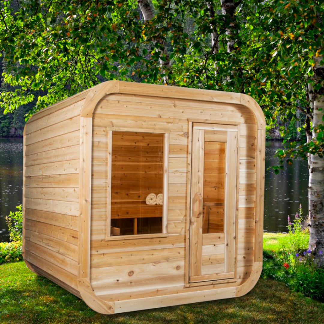 Dundalk LeisureCraft Luna 4-Person Barrel Sauna | Canadian Timber Collection (CTC22LU)