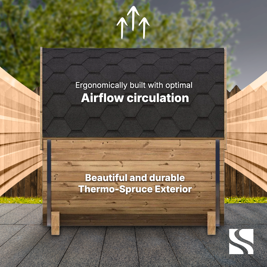 SaunaLife ERGO Series E7W | 4 Person Outdoor Barrel Sauna with Window