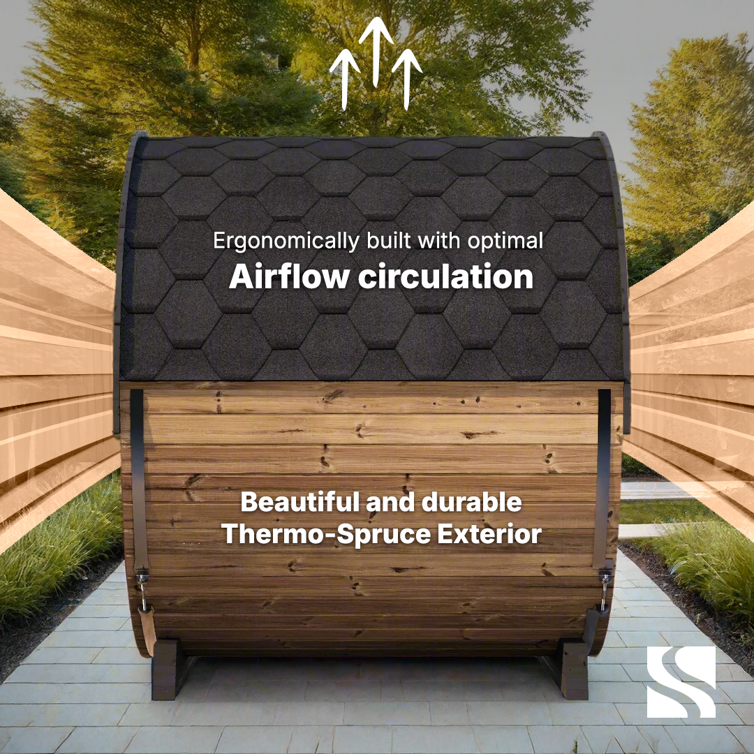 SaunaLife Model EE8G | 4 Person Outdoor Barrel Sauna