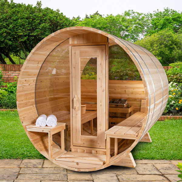 Dundalk LeisureCraft Serenity MP 4-Person Barrel Sauna | Canadian Timber Collection (CTC2245MP)