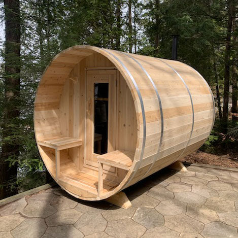 Dundalk LeisureCraft Serenity 4-Person Barrel Sauna | Canadian Timber Collection (CTC2245W)