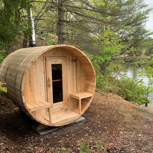 Dundalk LeisureCraft Serenity 4-Person Barrel Sauna | Canadian Timber Collection (CTC2245W)