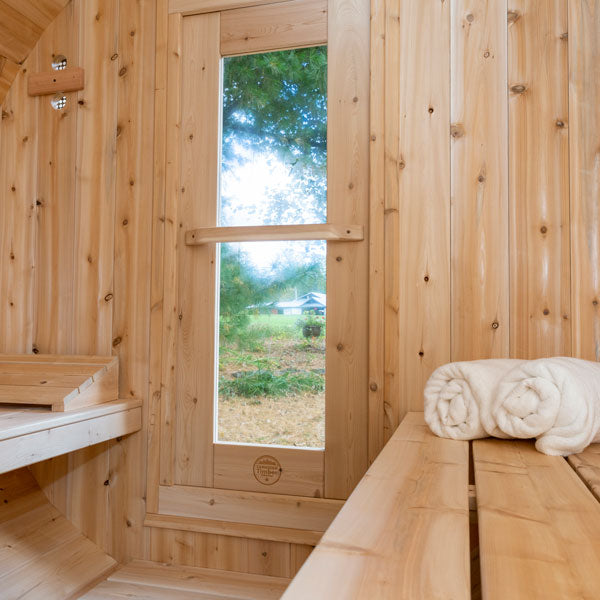 Dundalk LeisureCraft Serenity 4-Person Barrel Sauna | Canadian Timber Collection (CTC2245W)