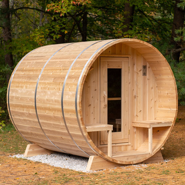 Dundalk LeisureCraft Serenity 4-Person Barrel Sauna | Canadian Timber Collection (CTC2245W)