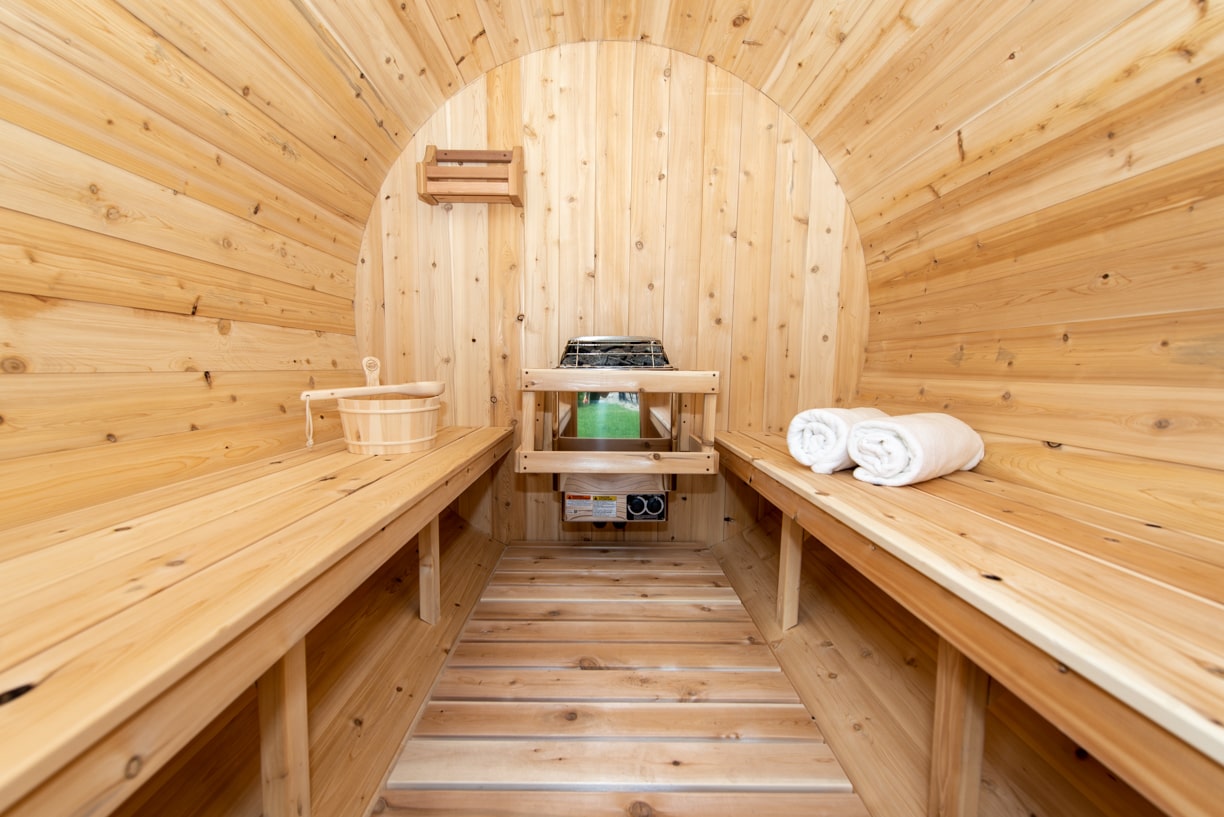 Dundalk LeisureCraft Harmony 4-Person Barrel Sauna | Canadian Timber Collection (CTC22W)