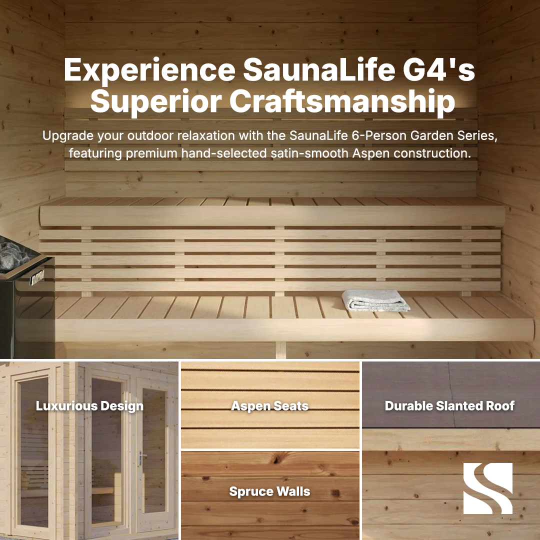SaunaLife Garden Series G4 | 6 Person Outdoor Traditional Sauna