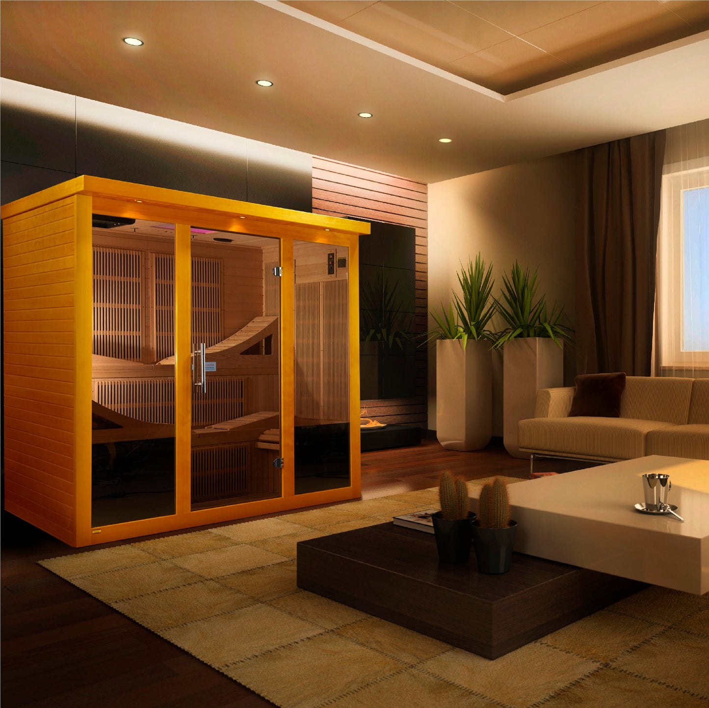 Dynamic Monaco Elite 6 Person Ultra Low EMF FAR Infrared Sauna (Honey Finish)