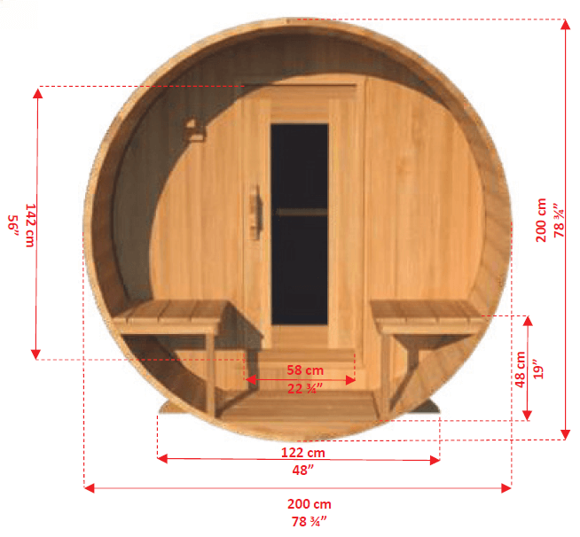 Dundalk LeisureCraft Serenity 4-Person Barrel Sauna | Canadian Timber Collection (CTC2245W)