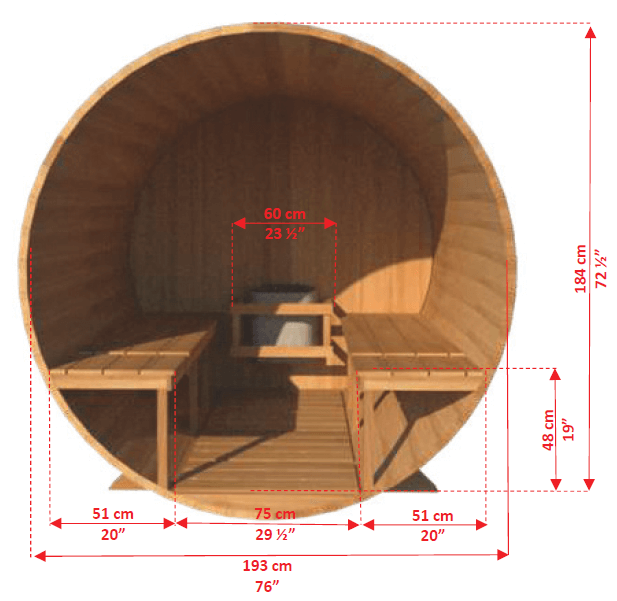 Dundalk LeisureCraft Serenity 4-Person Barrel Sauna | Canadian Timber Collection (CTC2245W)