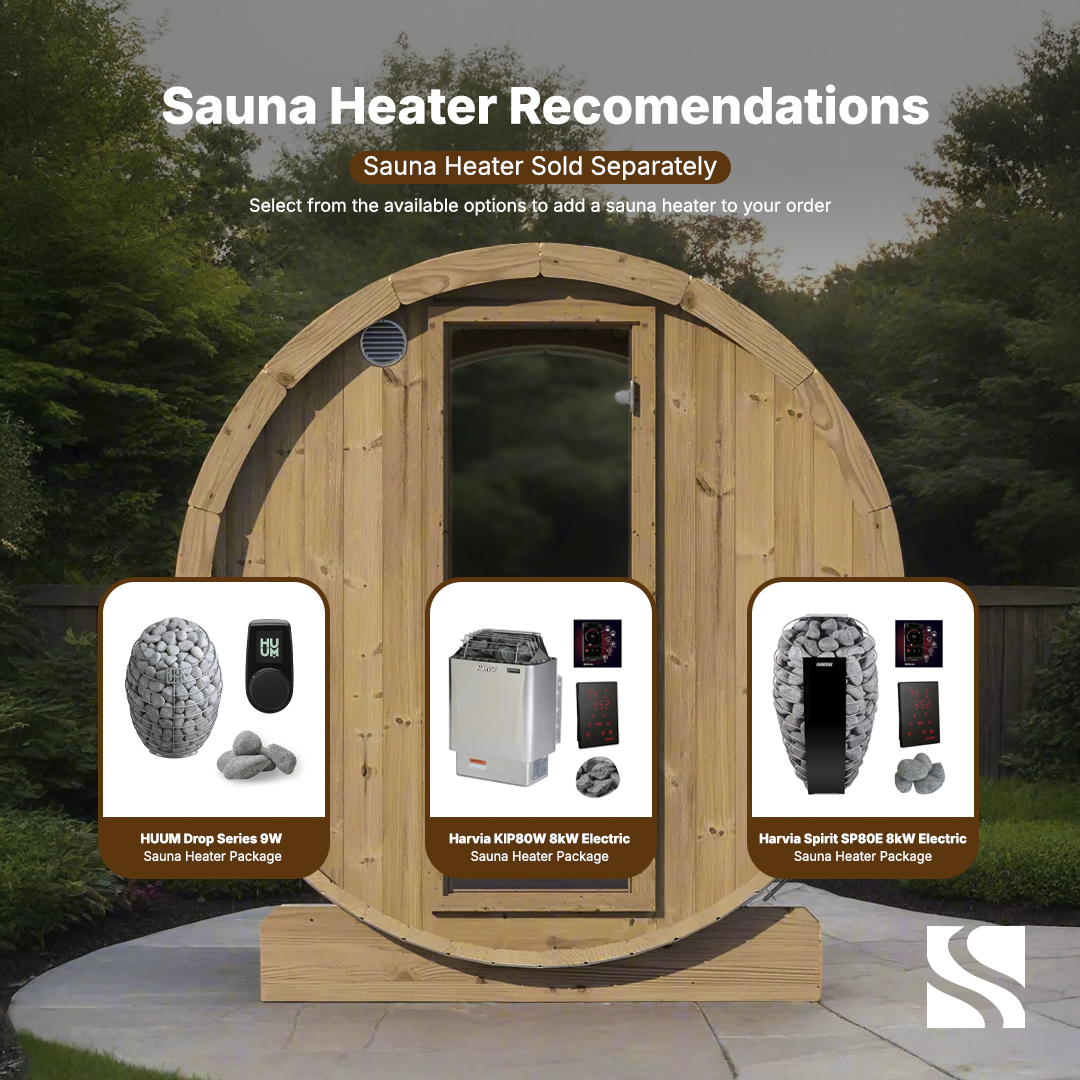 SaunaLife ERGO Series E7W | 4 Person Outdoor Barrel Sauna with Window
