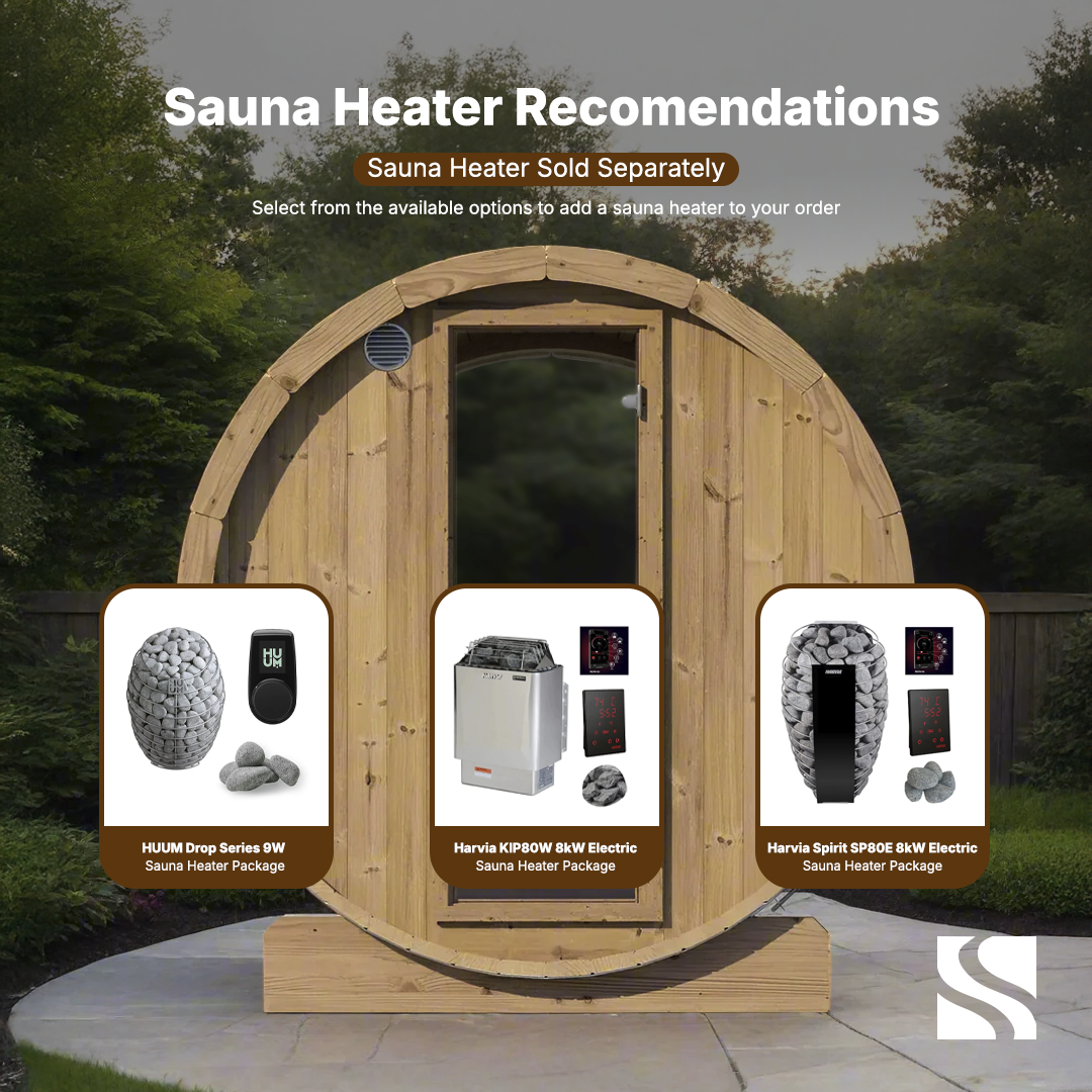 SaunaLife ERGO Series E8W | 6 Person Outdoor Barrel Sauna with Window