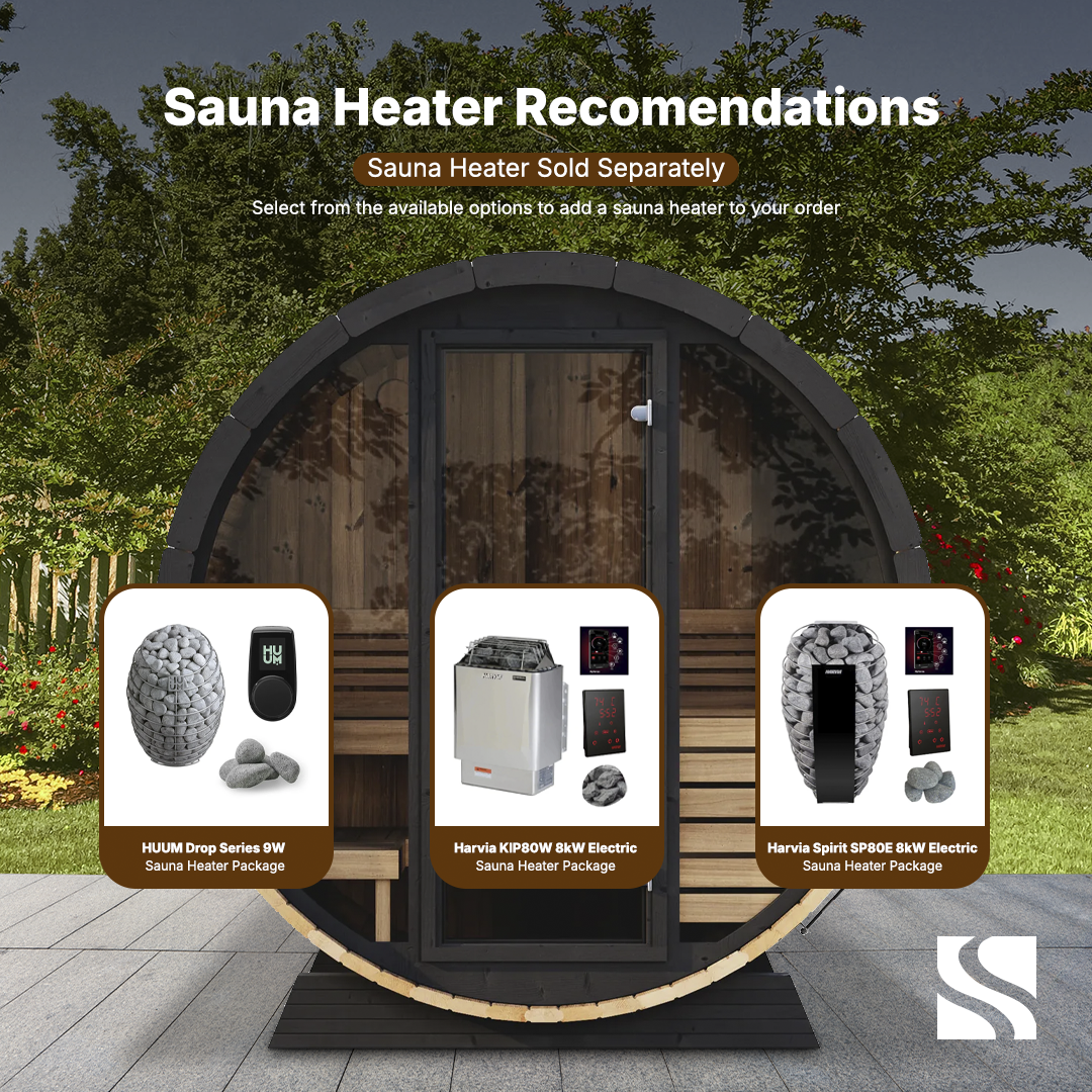 SaunaLife Model EE6G | 4 Person Outdoor Barrel Sauna