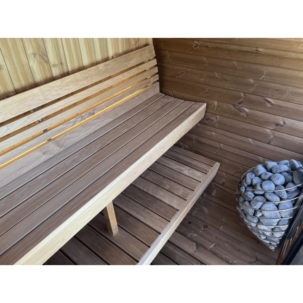 SaunaLife Model EE6G | 4 Person Outdoor Barrel Sauna