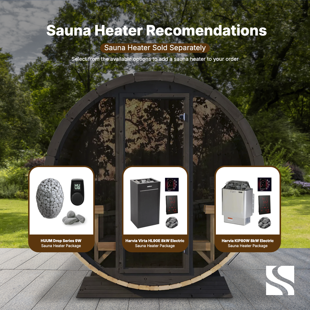 SaunaLife Model EE8G | 4 Person Outdoor Barrel Sauna