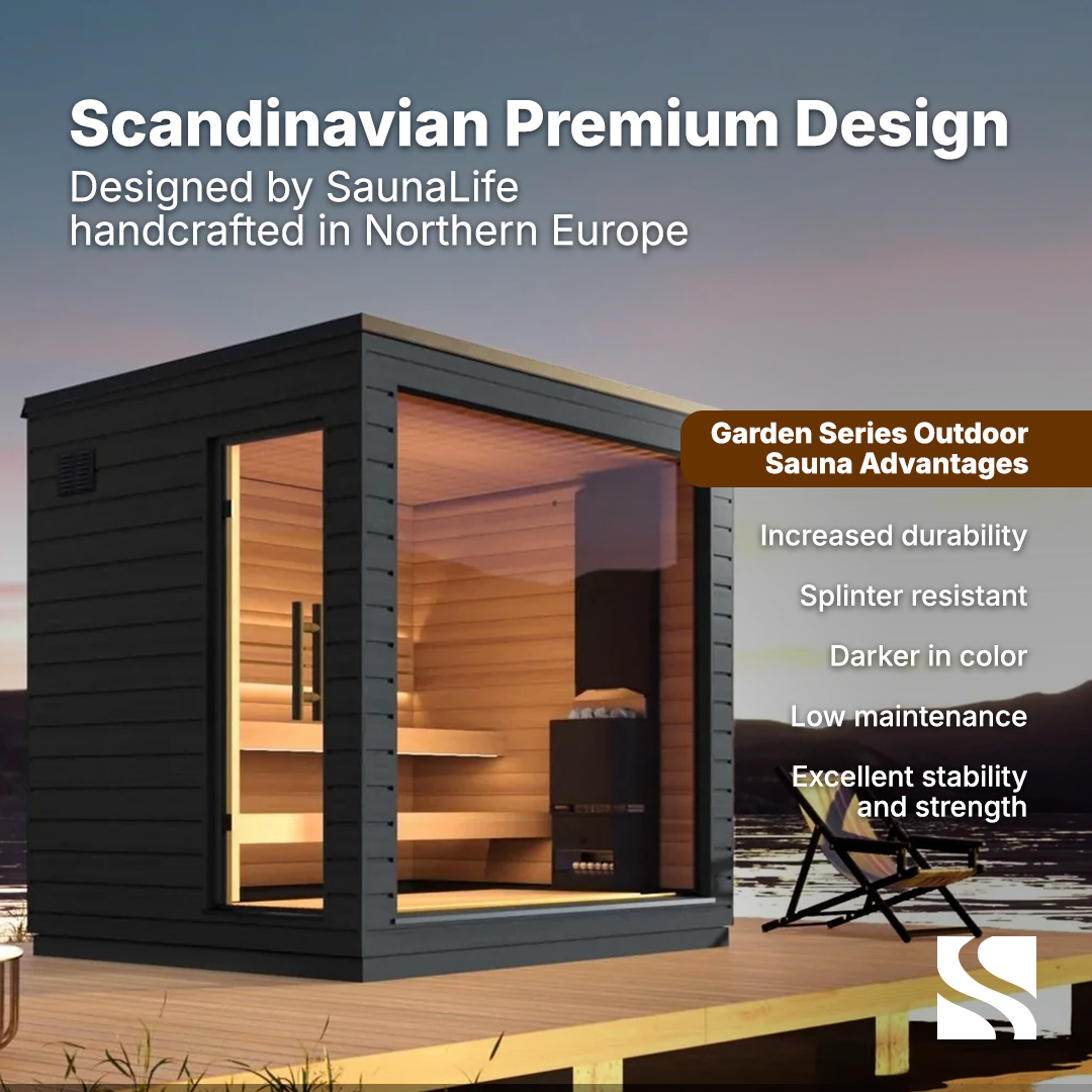 SaunaLife Garden Series G6 | 5 Person Pre-Assembled Outdoor Sauna