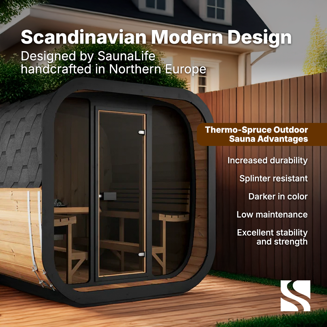 SaunaLife CUBE Series CL7G | 6 Person Outdoor Traditional Sauna