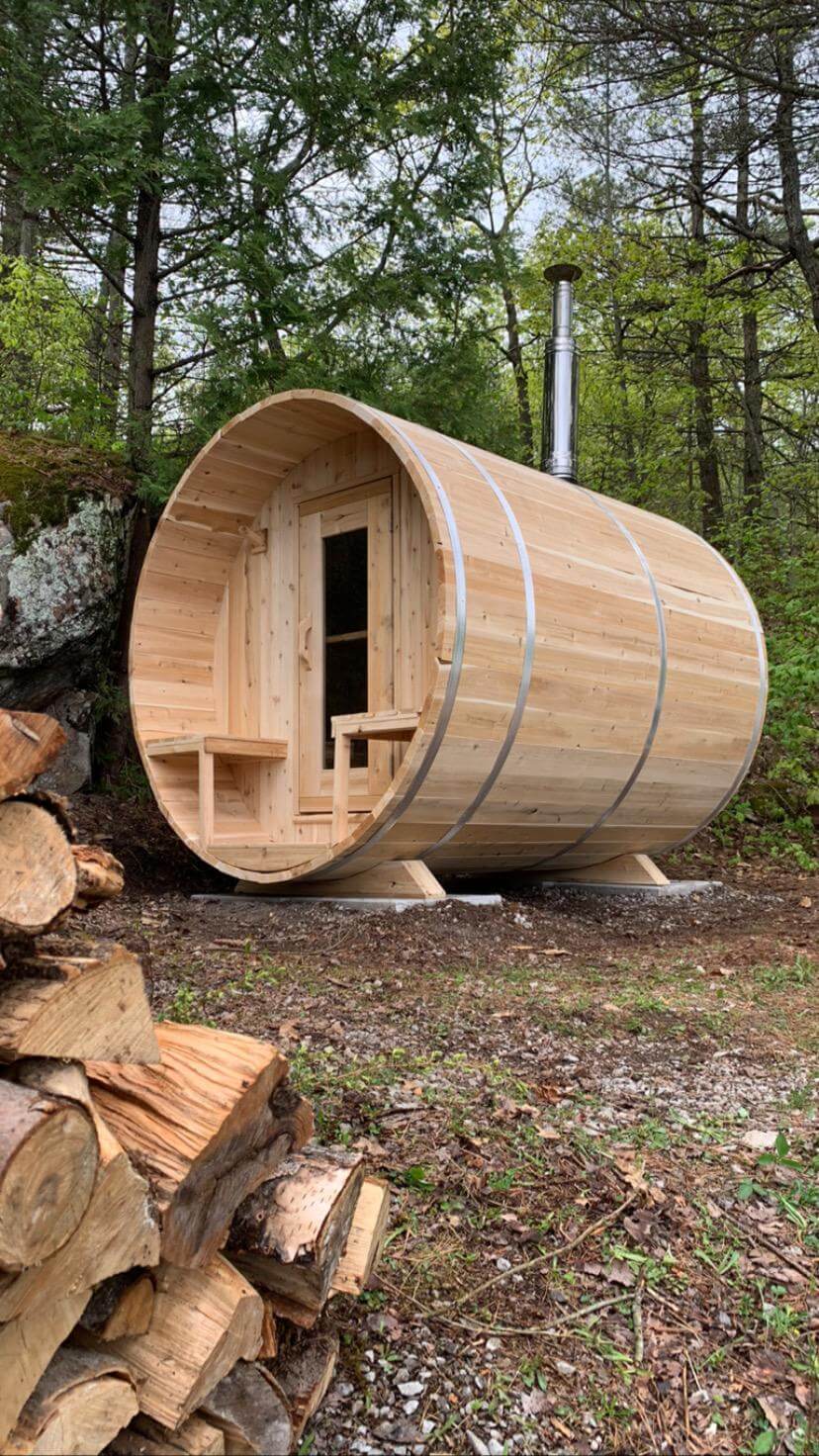 Dundalk LeisureCraft Serenity 4-Person Barrel Sauna | Canadian Timber Collection (CTC2245W)