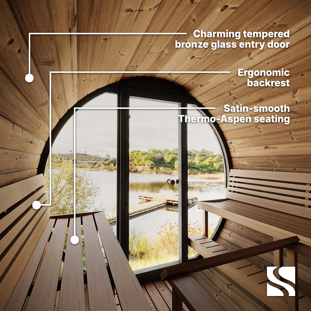 SaunaLife Model EE6G | 4 Person Outdoor Barrel Sauna