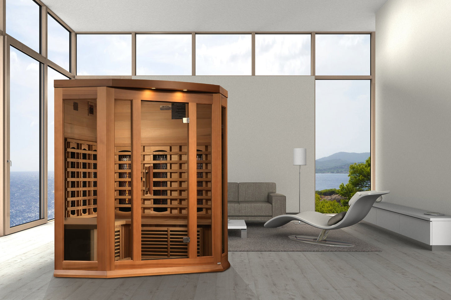 Maxxus 3-Person Corner Full Spectrum Near Zero EMF Infrared Sauna | MX-M356-01-FS-CED