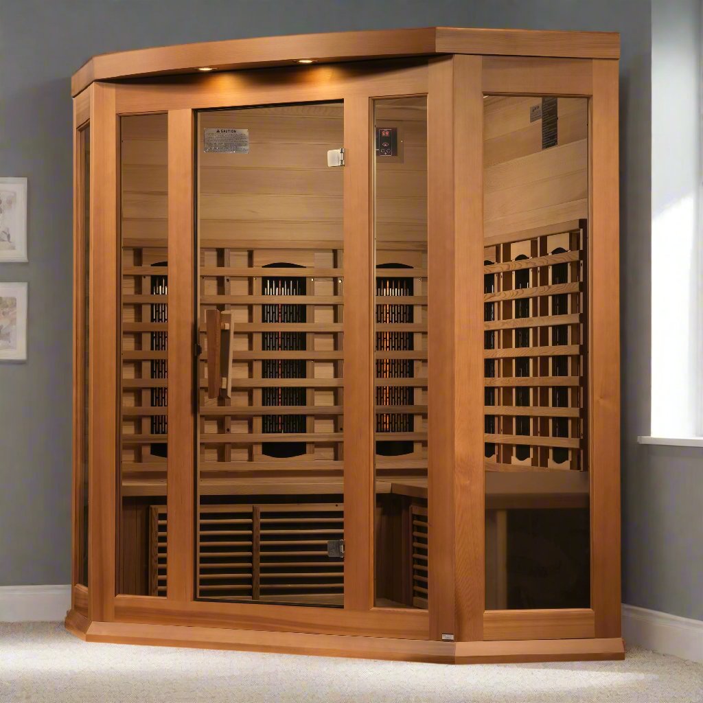 Maxxus 3-Person Corner Full Spectrum Near Zero EMF Infrared Sauna | MX-M356-01-FS-CED