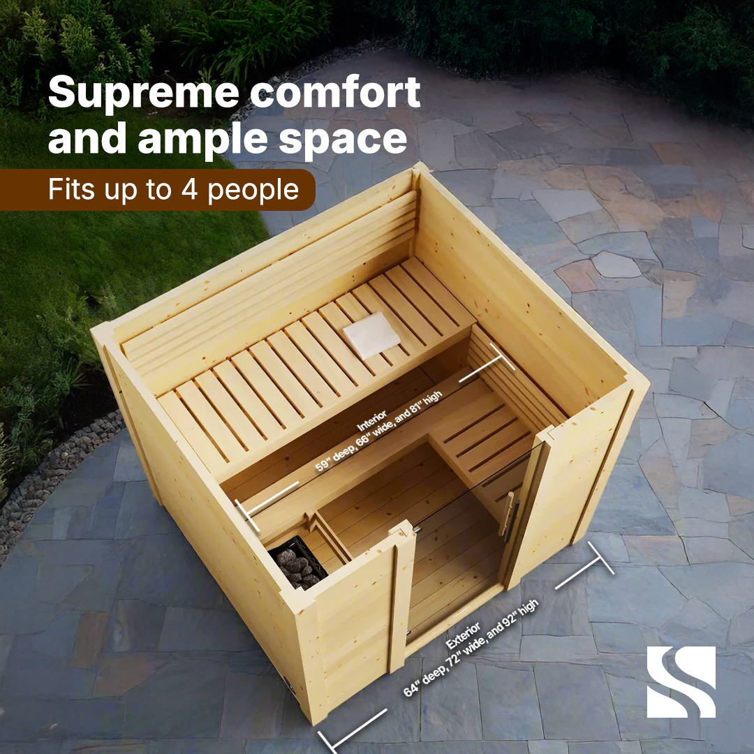 SaunaLife Garden Series G2 | 4 Person Outdoor Traditional Sauna