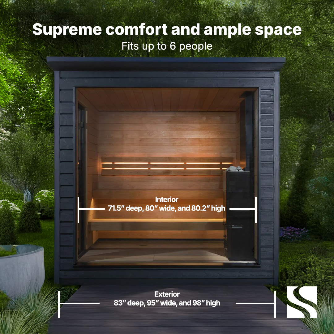 SaunaLife Garden Series G6 | 5 Person Pre-Assembled Outdoor Sauna