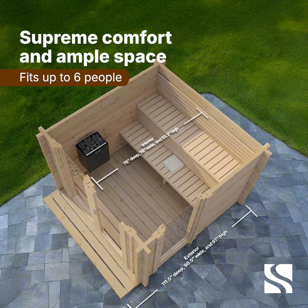 SaunaLife Garden Series G4 | 6 Person Outdoor Traditional Sauna