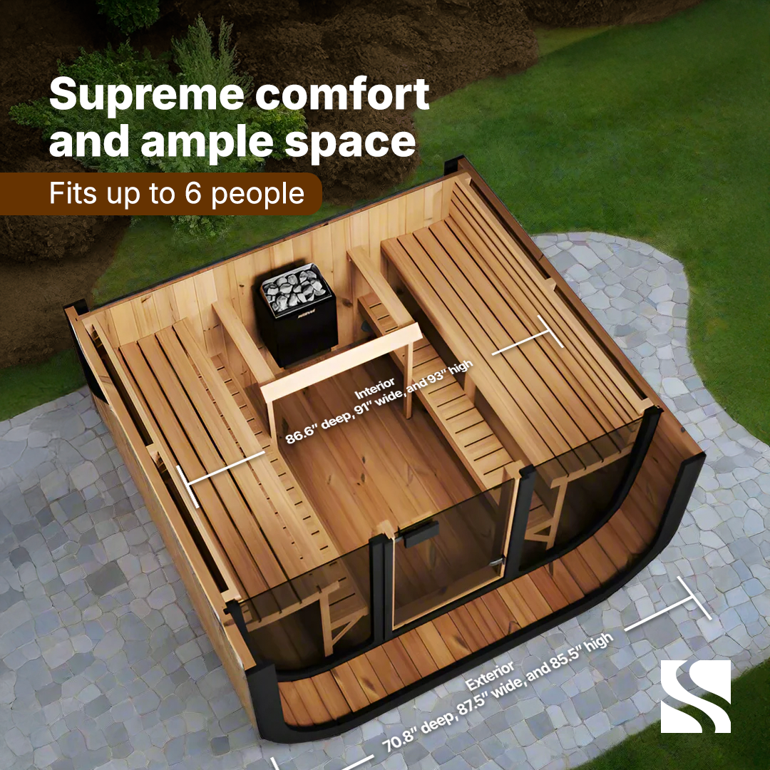 SaunaLife CUBE Series CL7G | 6 Person Outdoor Traditional Sauna