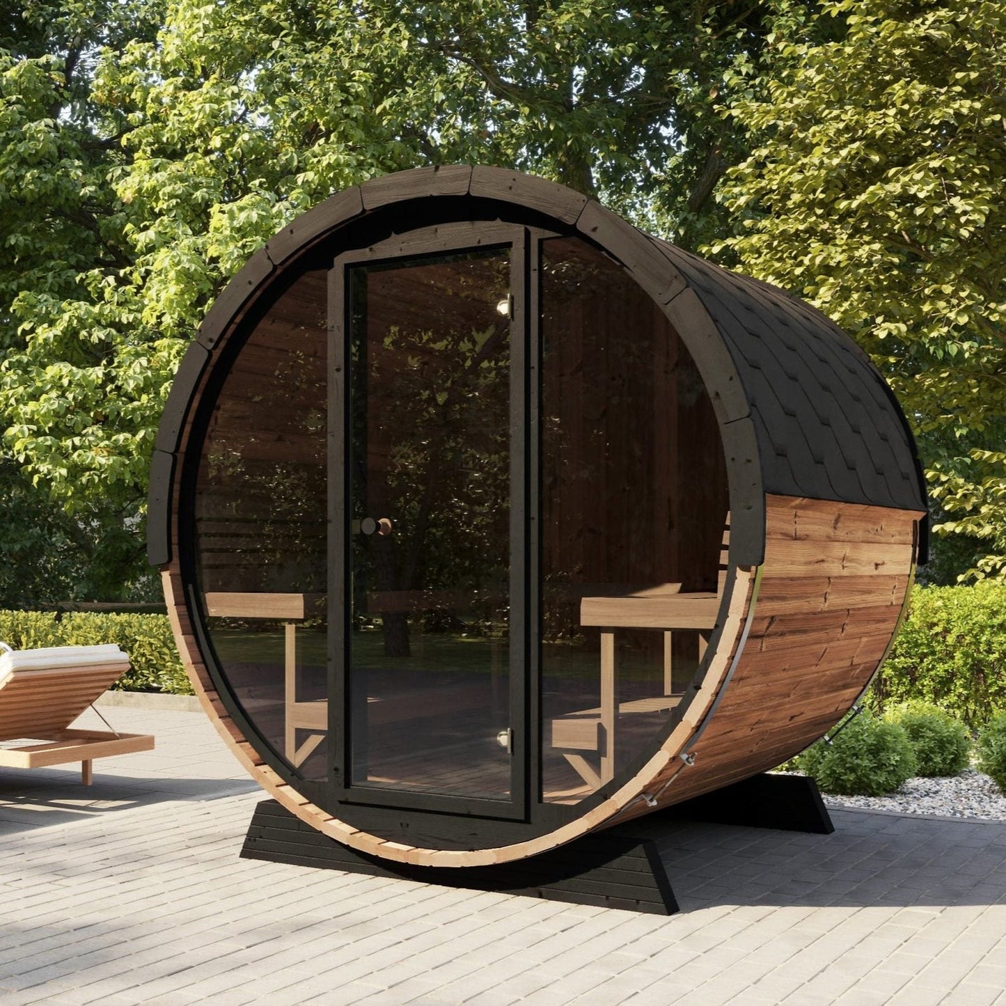 SaunaLife Model EE8G | 4 Person Outdoor Barrel Sauna