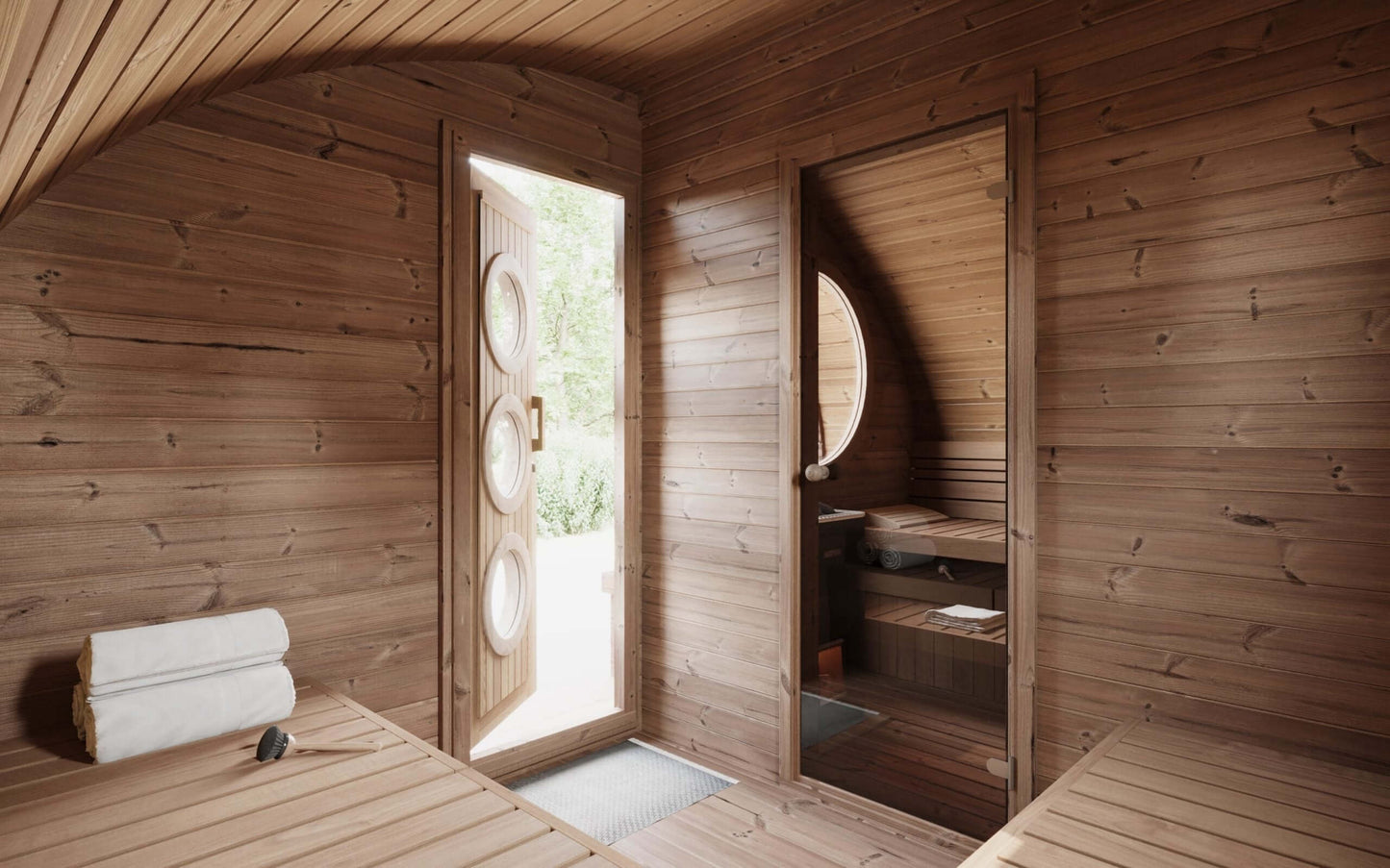 SaunaLife Garden Series G11 | 8 Person Outdoor Sauna with 2 Rooms