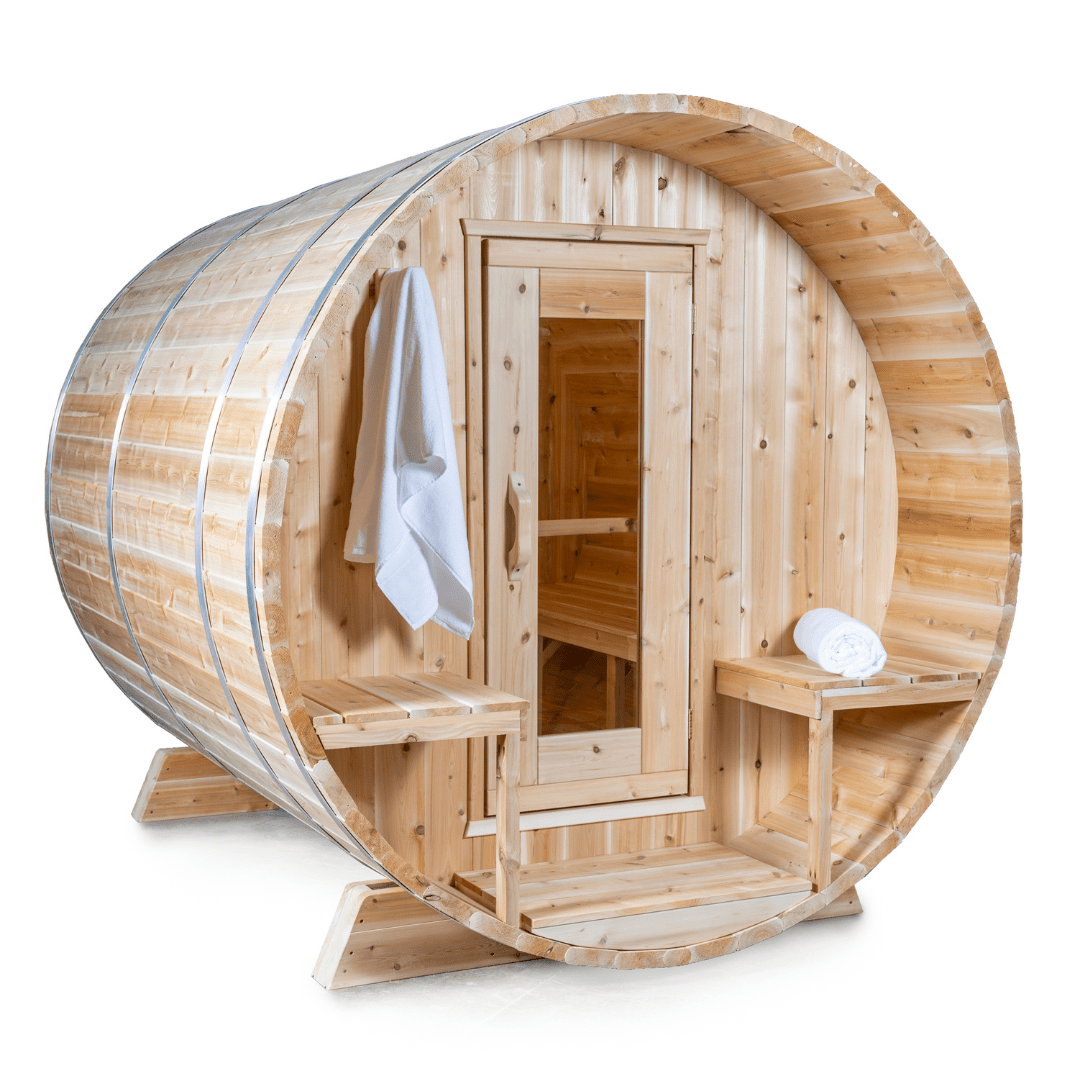 Dundalk LeisureCraft Serenity 4-Person Barrel Sauna | Canadian Timber Collection (CTC2245W)