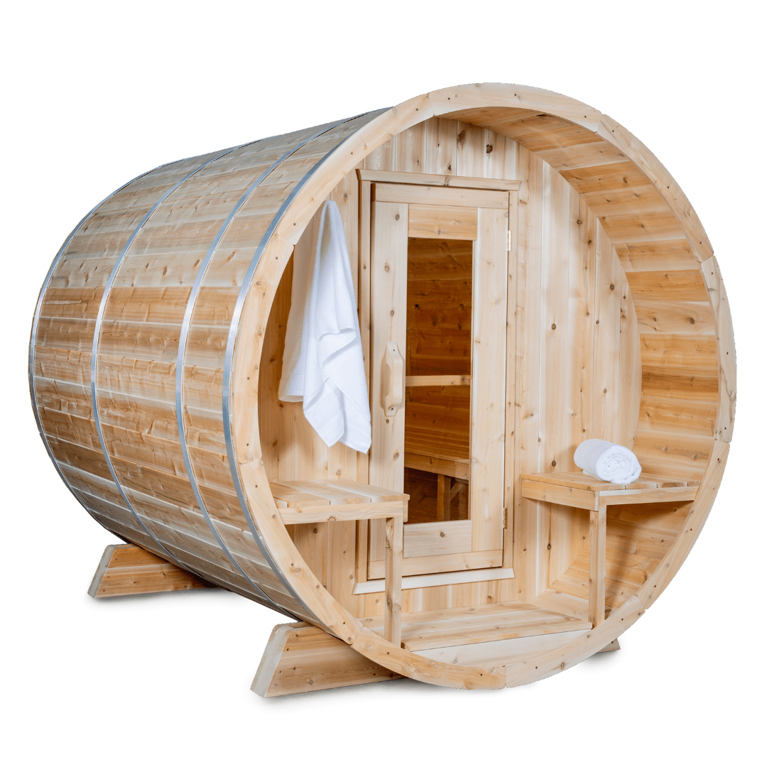 Dundalk LeisureCraft Serenity 4-Person Barrel Sauna | Canadian Timber Collection (CTC2245W)