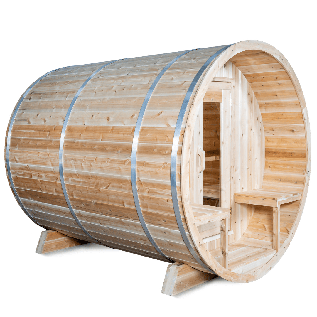 Dundalk LeisureCraft Serenity 4-Person Barrel Sauna | Canadian Timber Collection (CTC2245W)