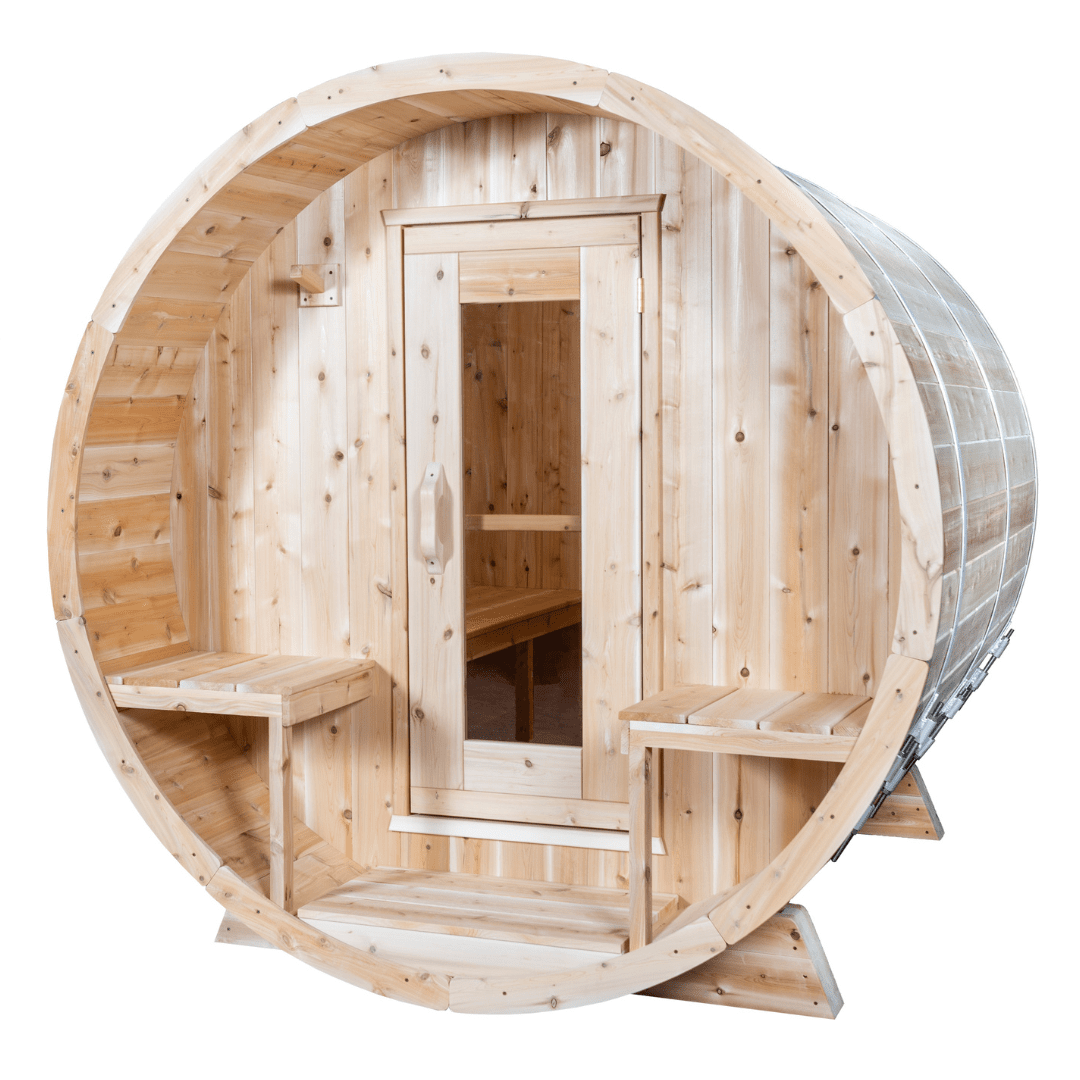 Dundalk LeisureCraft Serenity 4-Person Barrel Sauna | Canadian Timber Collection (CTC2245W)