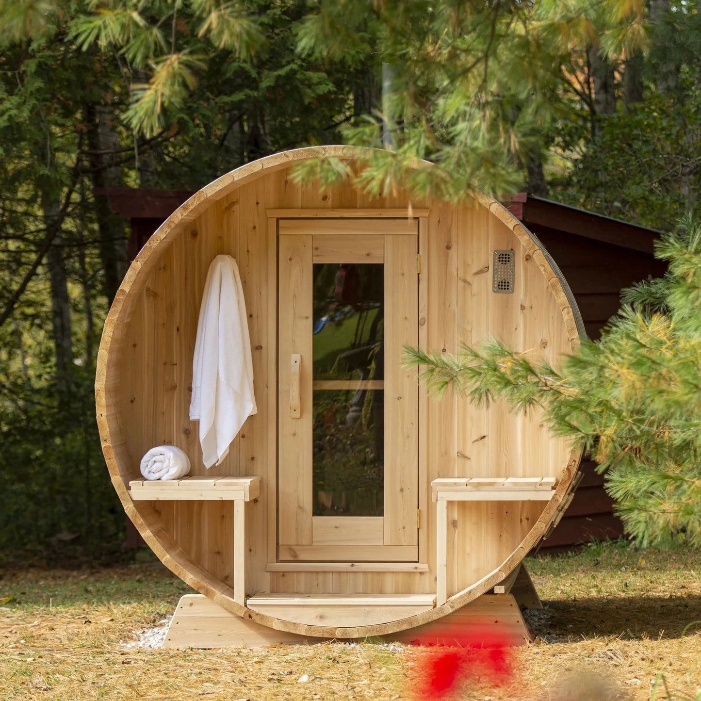 Dundalk LeisureCraft Serenity 4-Person Barrel Sauna | Canadian Timber Collection (CTC2245W)