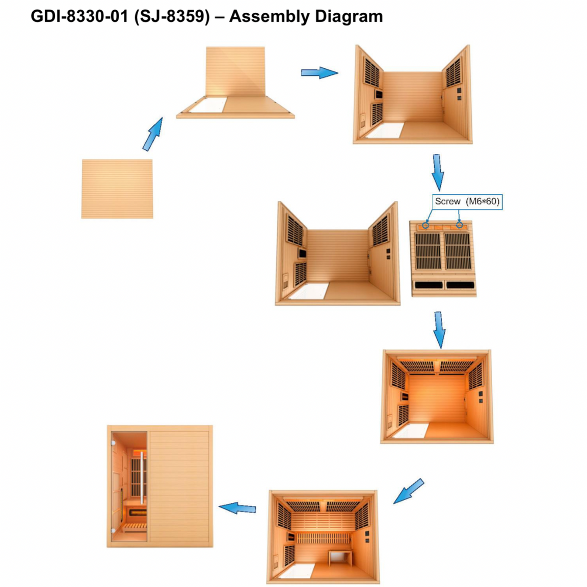 Golden Designs 2025 Soria 3 Person Hybrid Indoor Sauna GDI-8330-01