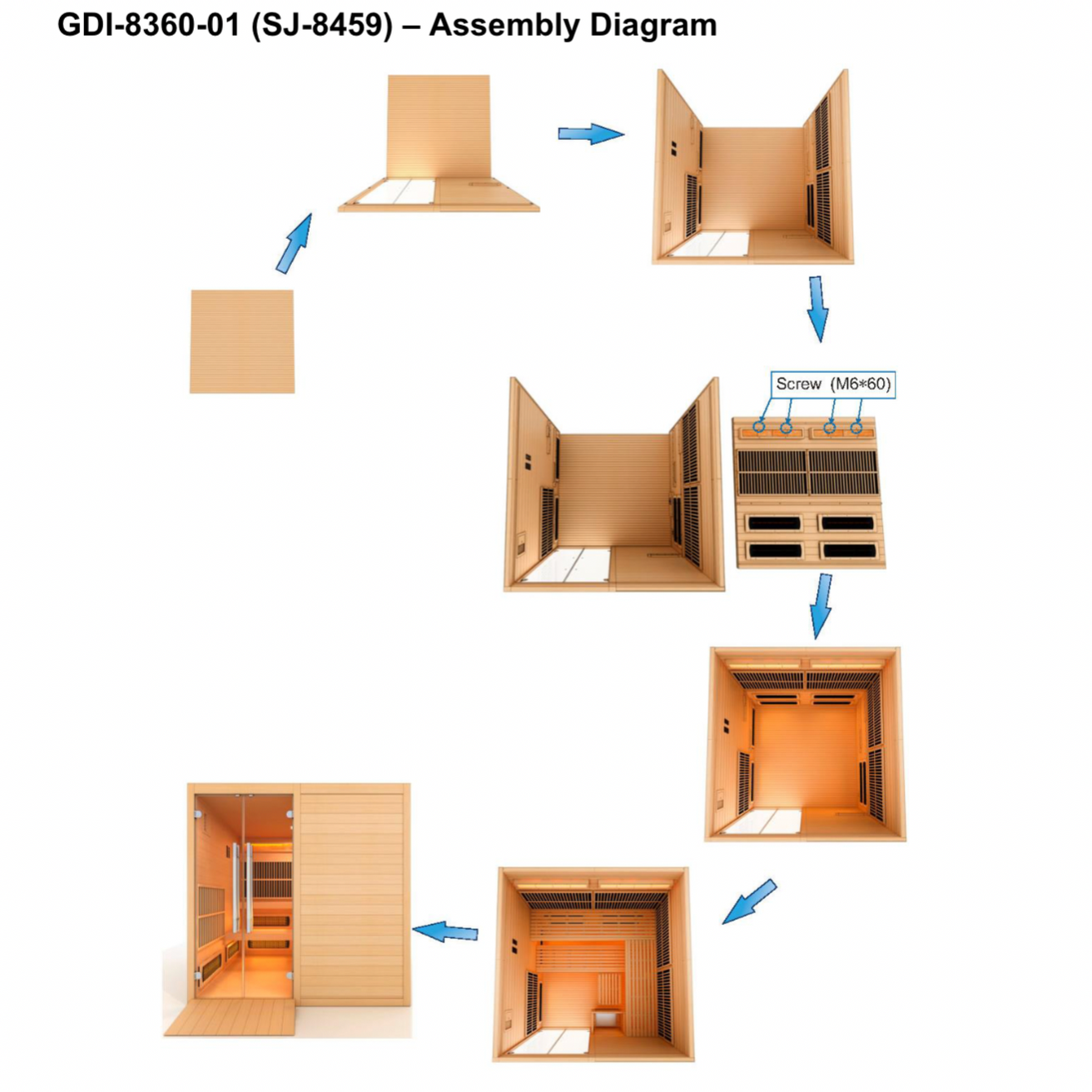 Golden Designs 2025 Toledo 6 Person Hybrid Indoor Sauna GDI-8360-01