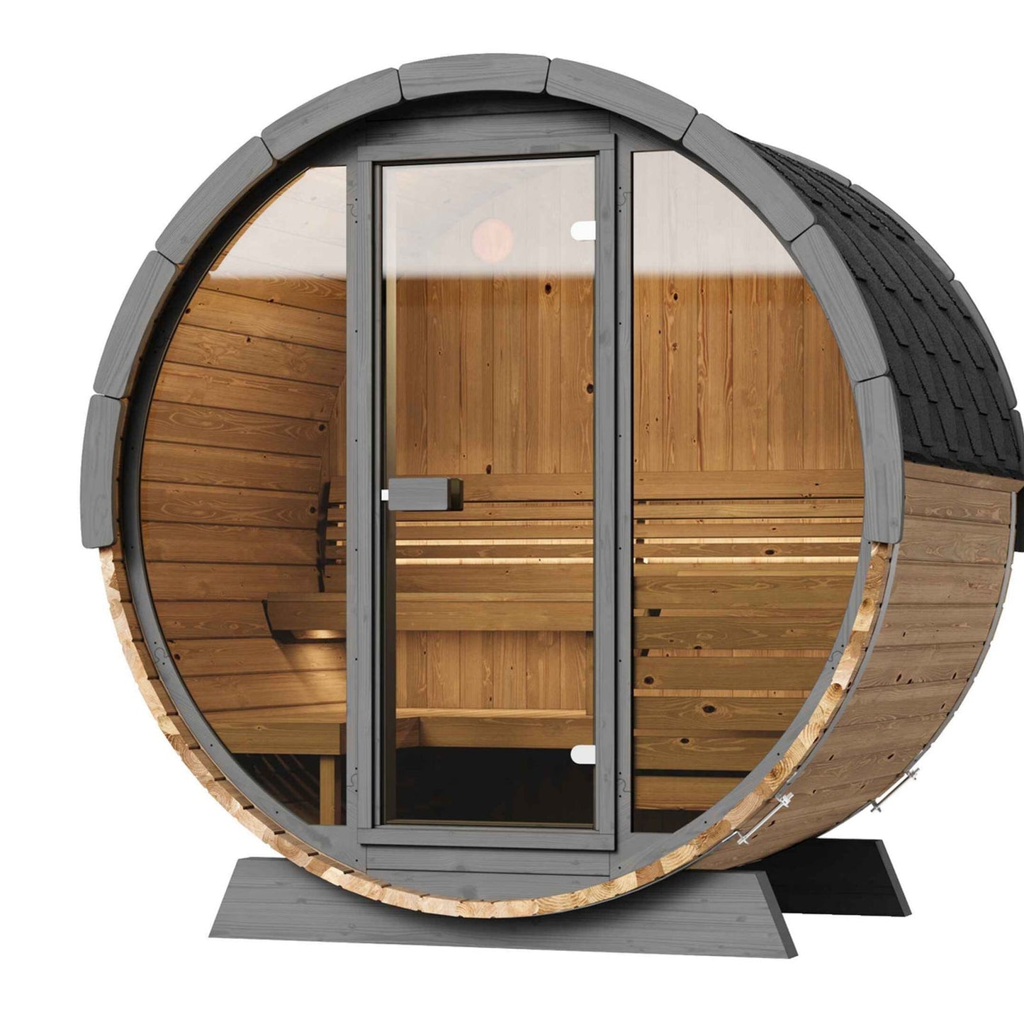 SaunaLife Model EE6G | 4 Person Outdoor Barrel Sauna