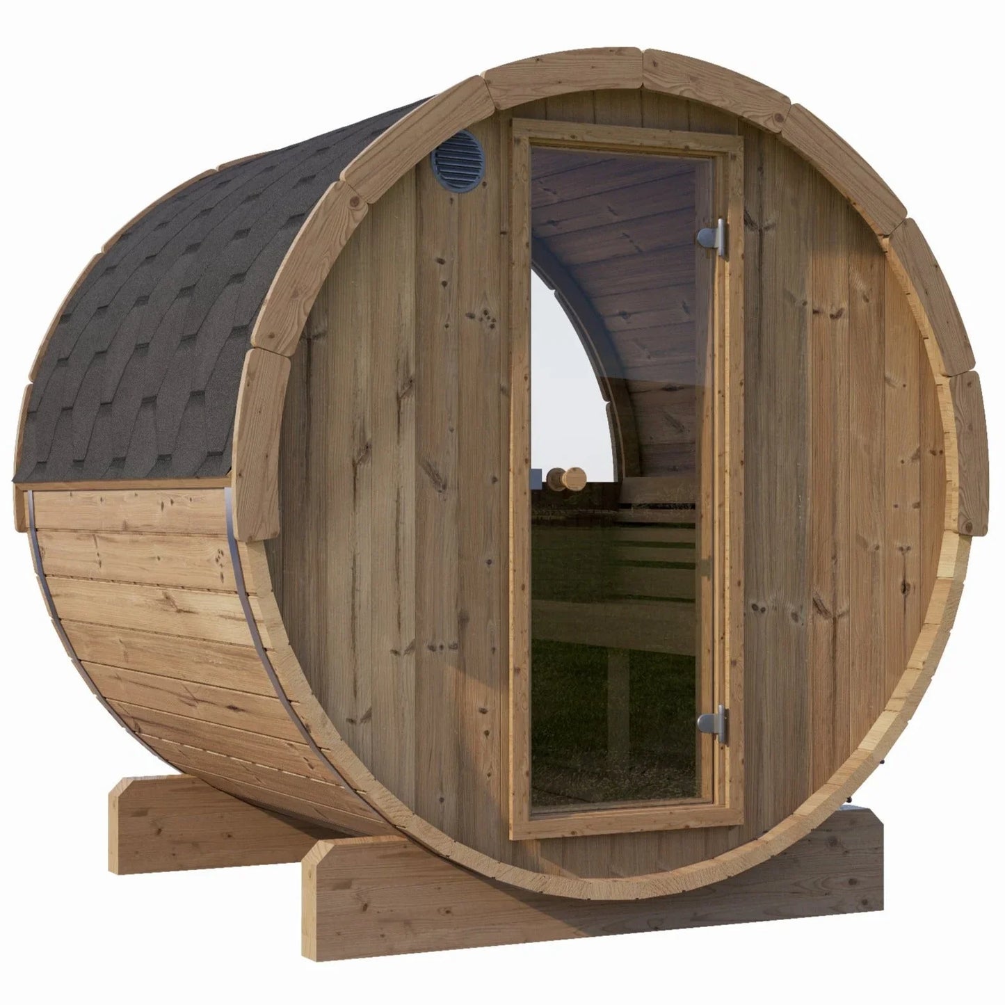 SaunaLife ERGO Series E7W | 4 Person Outdoor Barrel Sauna with Window