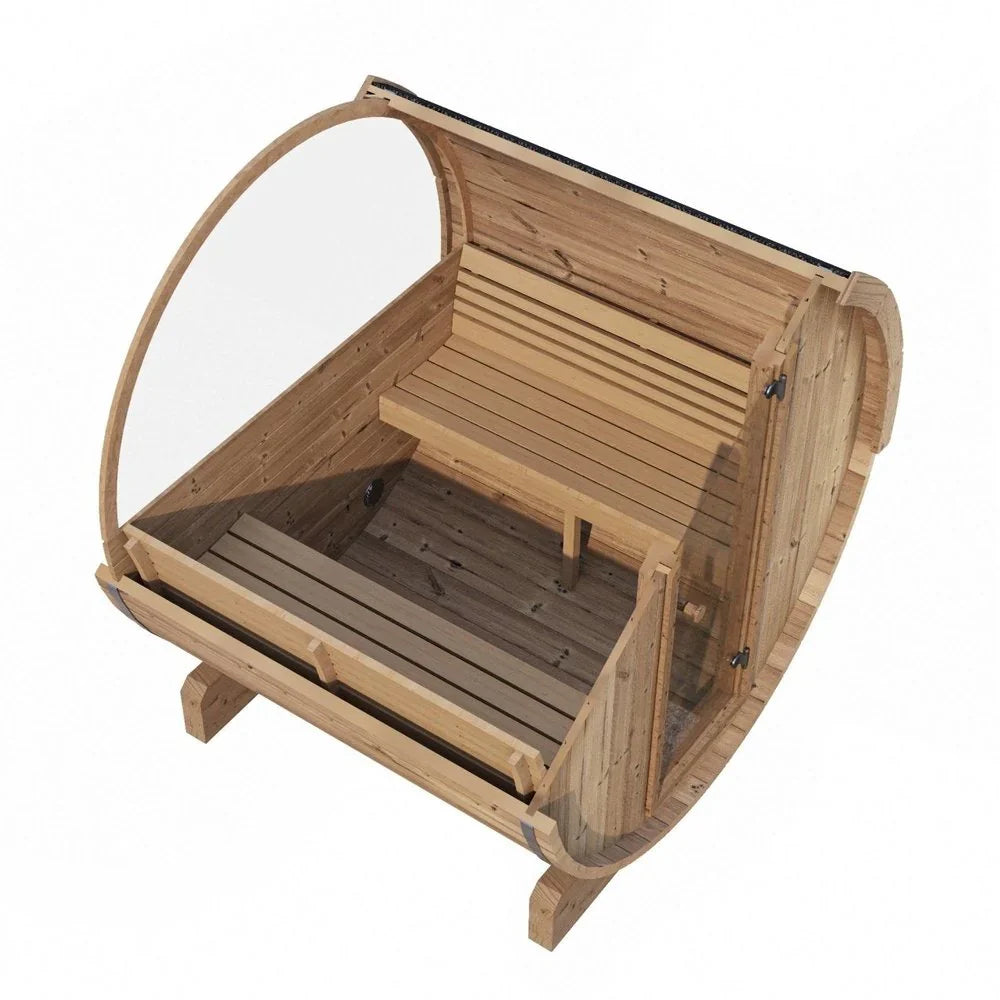 SaunaLife ERGO Series E7W | 4 Person Outdoor Barrel Sauna with Window