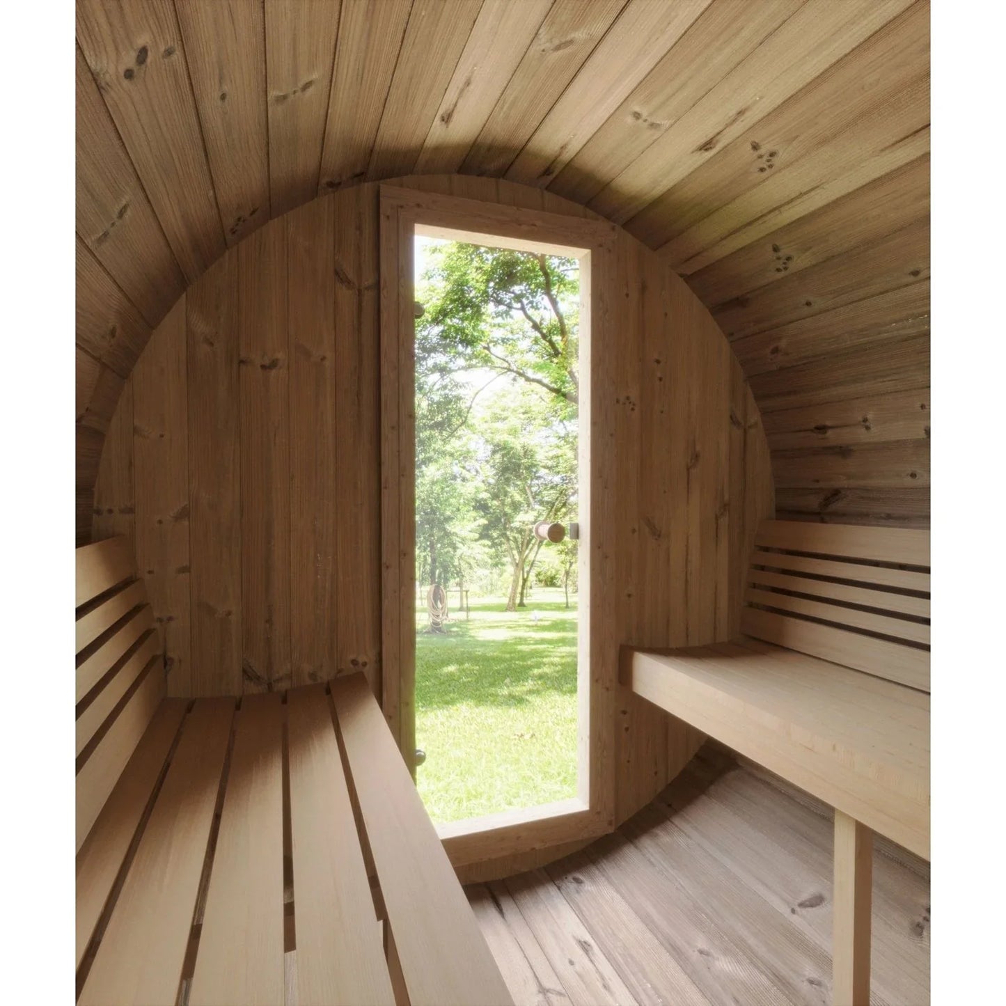 SaunaLife ERGO Series E7W | 4 Person Outdoor Barrel Sauna with Window
