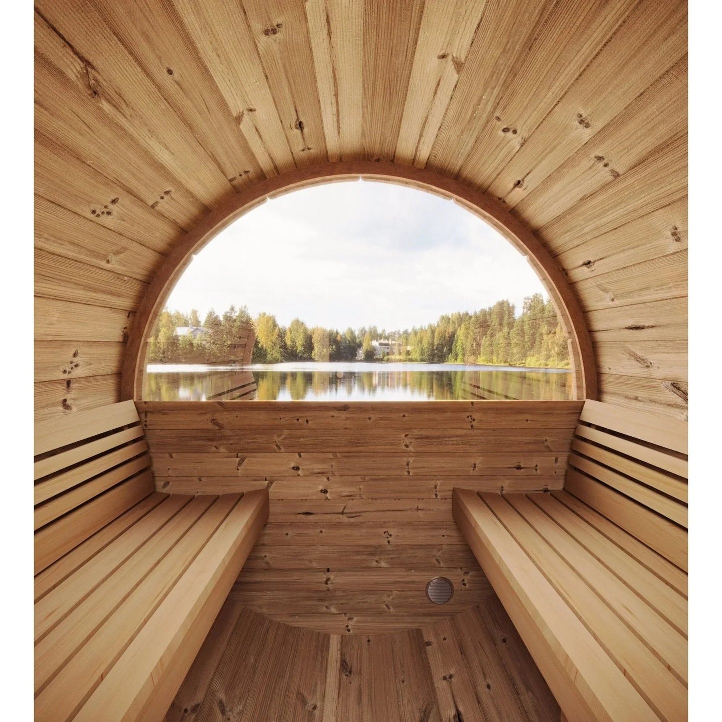SaunaLife ERGO Series E7W | 4 Person Outdoor Barrel Sauna with Window