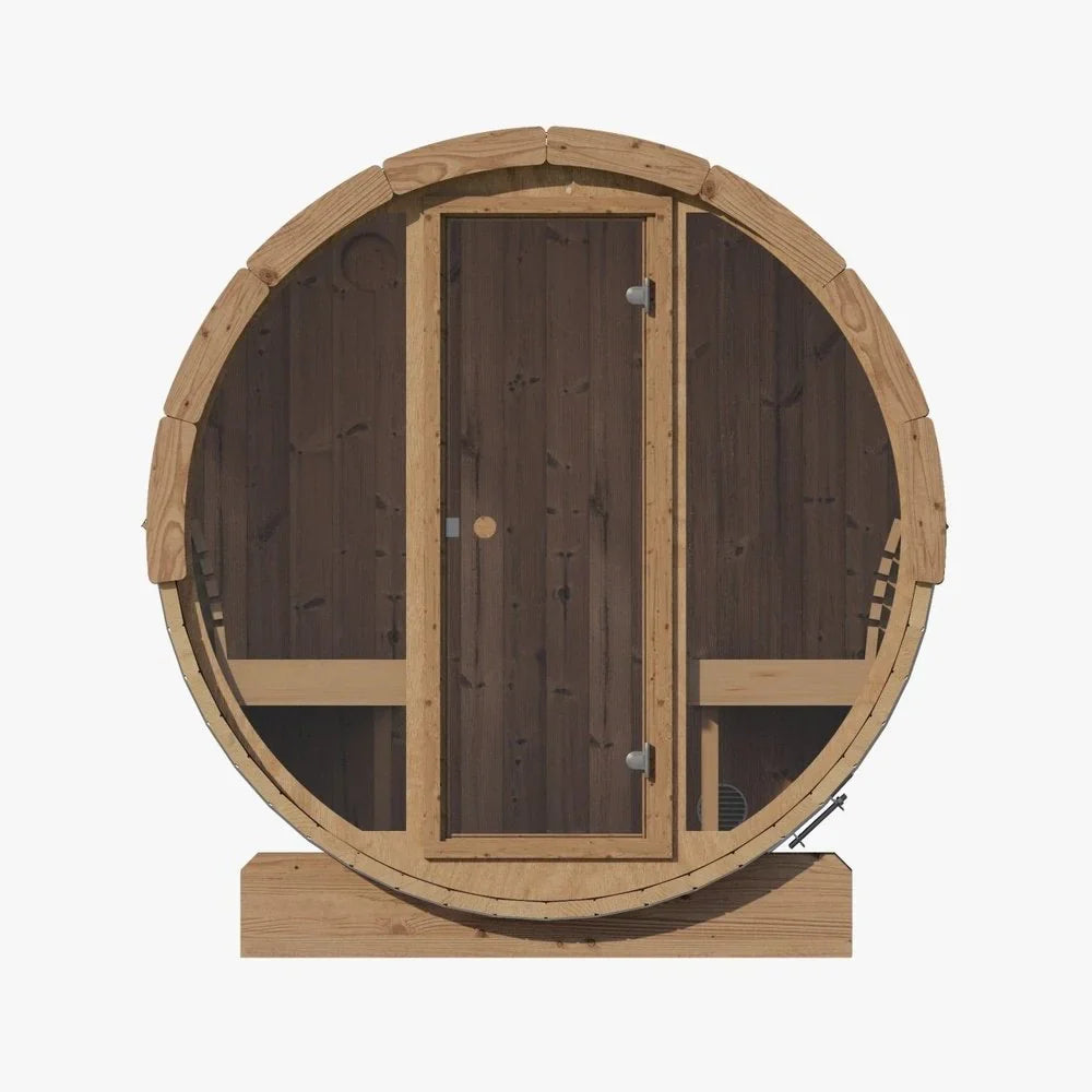 SaunaLife ERGO Series E8G | 6 Person Outdoor Barrel Sauna with Full Glass Front