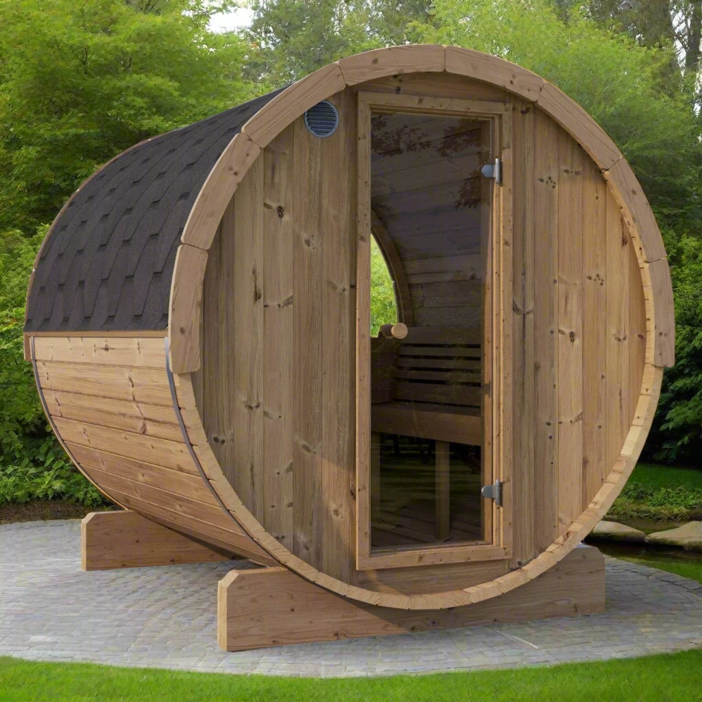 SaunaLife ERGO Series E8W | 6 Person Outdoor Barrel Sauna with Window