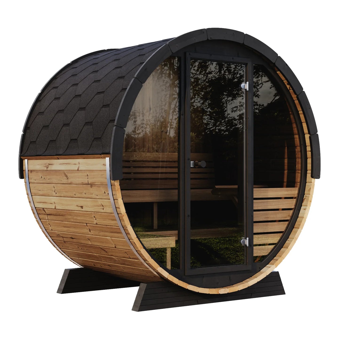 SaunaLife Model EE6G | 4 Person Outdoor Barrel Sauna