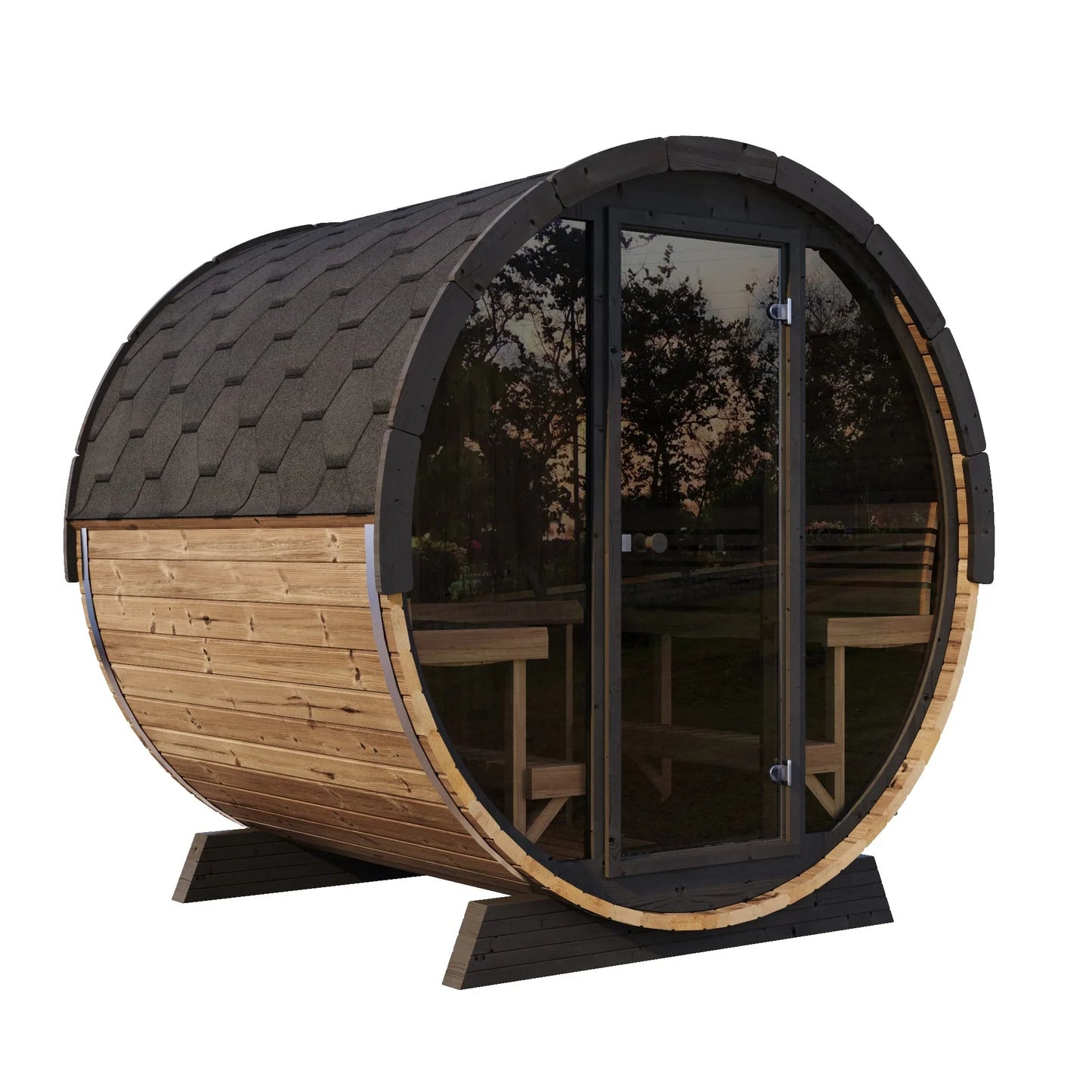 SaunaLife Model EE8G | 4 Person Outdoor Barrel Sauna