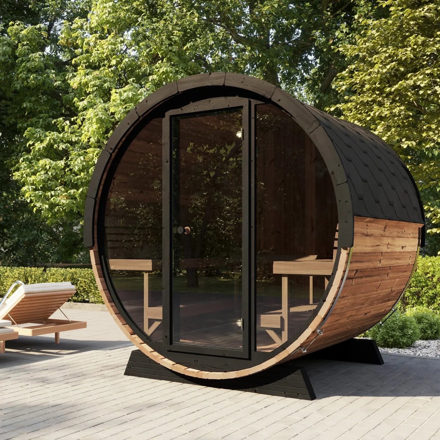 SaunaLife Model EE8G | 4 Person Outdoor Barrel Sauna
