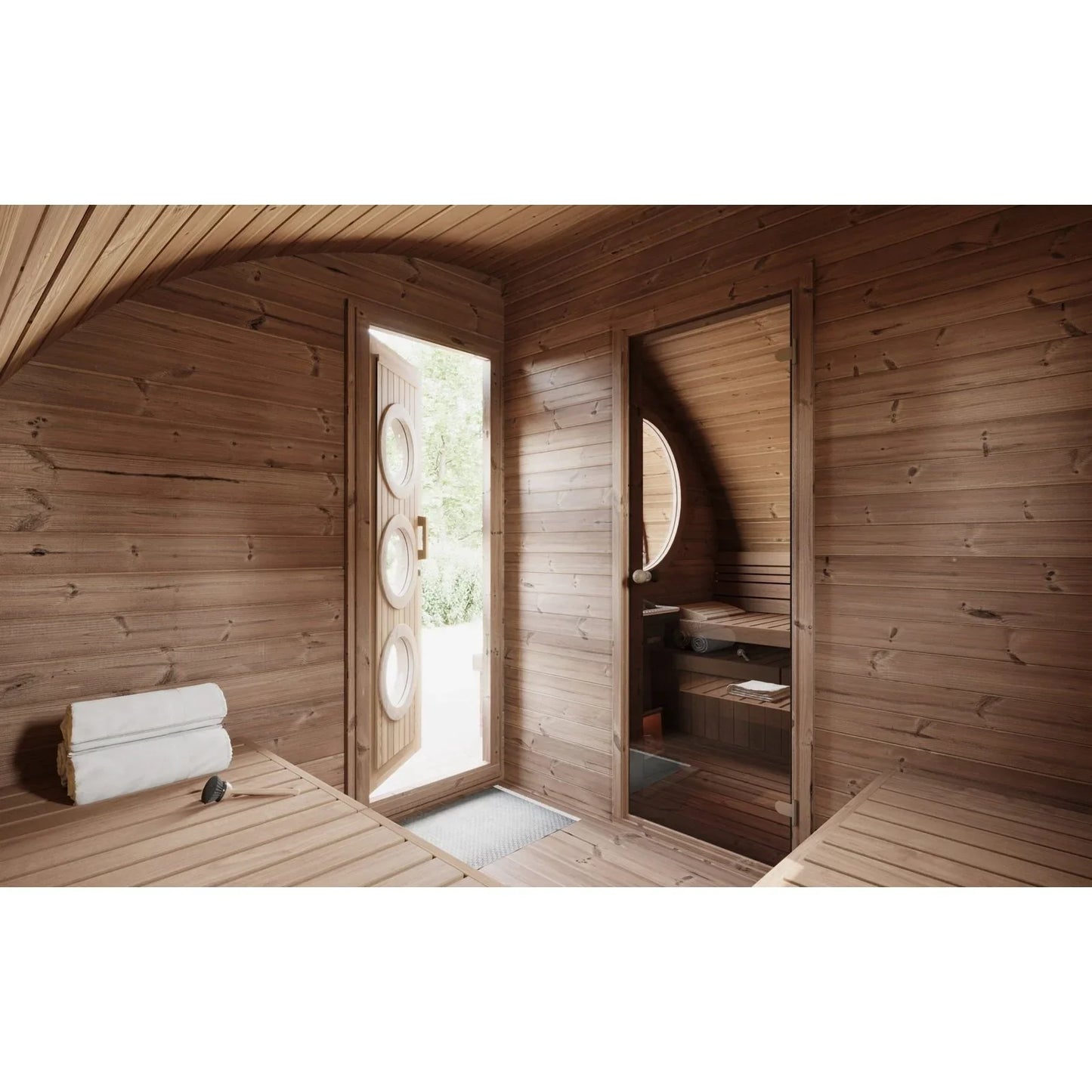 SaunaLife Garden Series G11 | 8 Person Outdoor Sauna with 2 Rooms