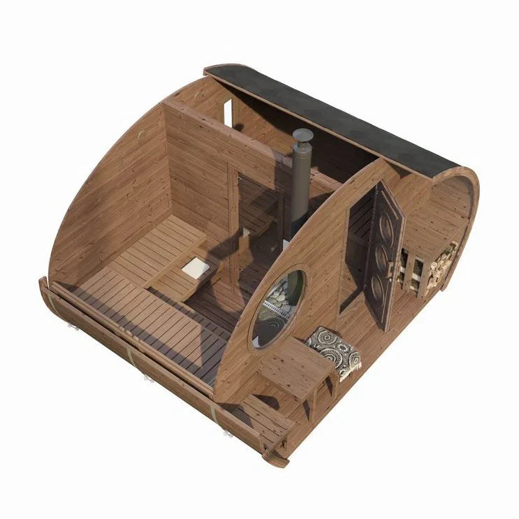 SaunaLife Garden Series G11 | 8 Person Outdoor Sauna with 2 Rooms